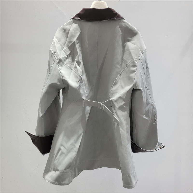 2026 primavera manga larga pu cuello de empalme cintura traje de vuelo chaqueta de viento chaqueta con cremallera delgada