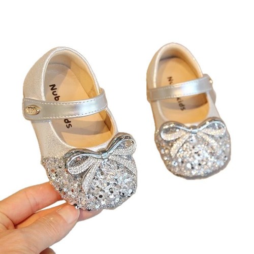 Baby Shoes 2025 Spring and Autumn Children's Crystal Princess Shoes for Girls, Sparkling Diamond Non-Slip Toddler Learning to Walk Shoes, Fashionable and Versatile