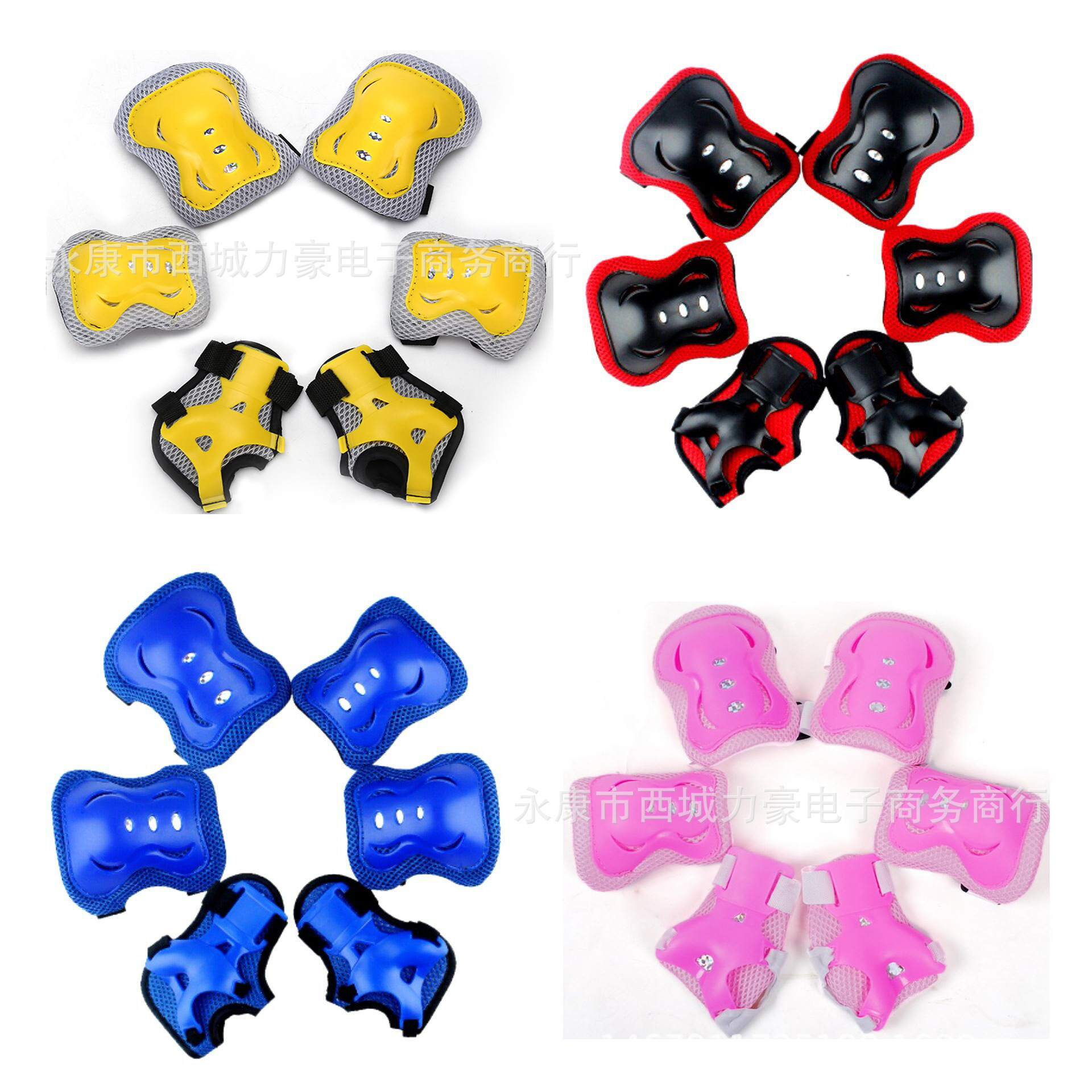 Children's knee pads, roller skates, protective gear, balance bike, outdoor sports skateboard protective gear, six-piece set of hand guards