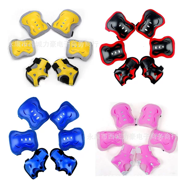 Children's knee pads, roller skates, protective gear, balance bike, outdoor sports skateboard protective gear, six-piece set of hand guards