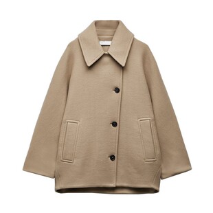 TAOP & ZA Fall/Winter New Women's Lapel Oblique-breasted Warm Wool Blended Loose Short Coat 8353724