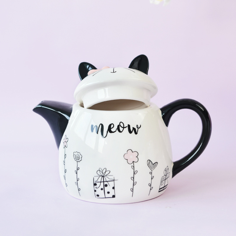 Cute dibujos animados con molduras de orejas de gato, cerámica de alta calidad, seguro y duradero, diseño de mango a prueba de quemaduras íntimo.