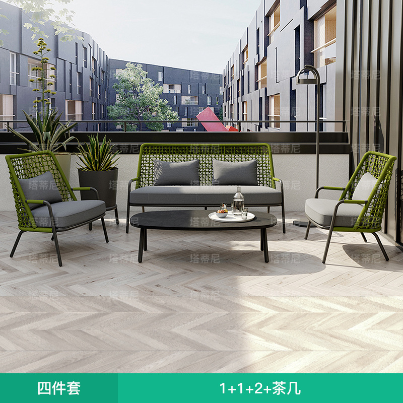 Sofá de exterior tejido con cuerda, silla de ocio creativa de diseño para patio y jardín, sofá impermeable y resistente al sol para terraza de villa. image 19