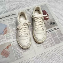 休闲运动小白鞋女2025春季新款真皮透气厚底百搭增高复古小众板鞋