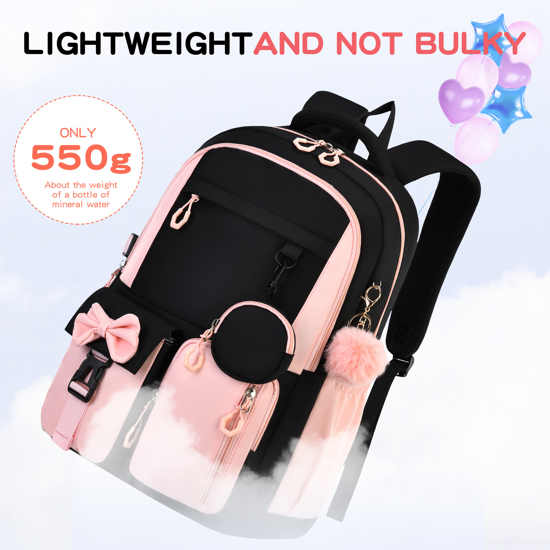 Grenzüberschreitender Amazon 2026 Schulrucksack für Grundschüler, hochwertiger Rucksack mit Schultergurten, minimalistisch, 3-teiliges Set aus der Fabrik