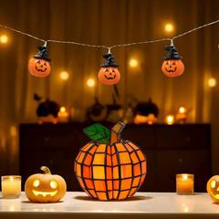 跨境New Patch the Pumpkin Stained Glass Accent Lamp 苹果灯
