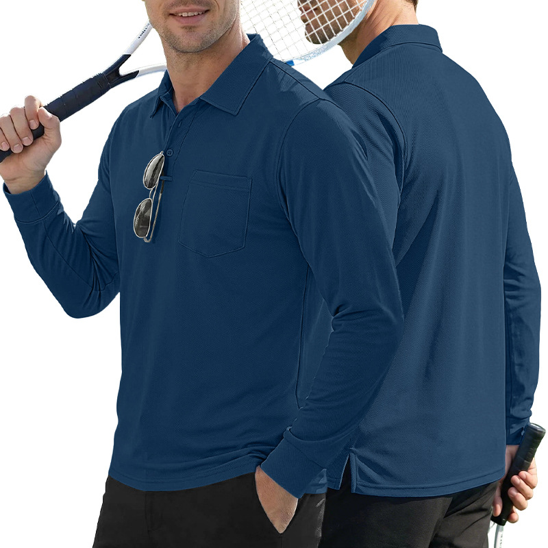 Transfronterizo Amazon manga larga camiseta suelta con collar camiseta hombre Europa y América otoño nuevo estilo al aire libre táctico polo hombre
