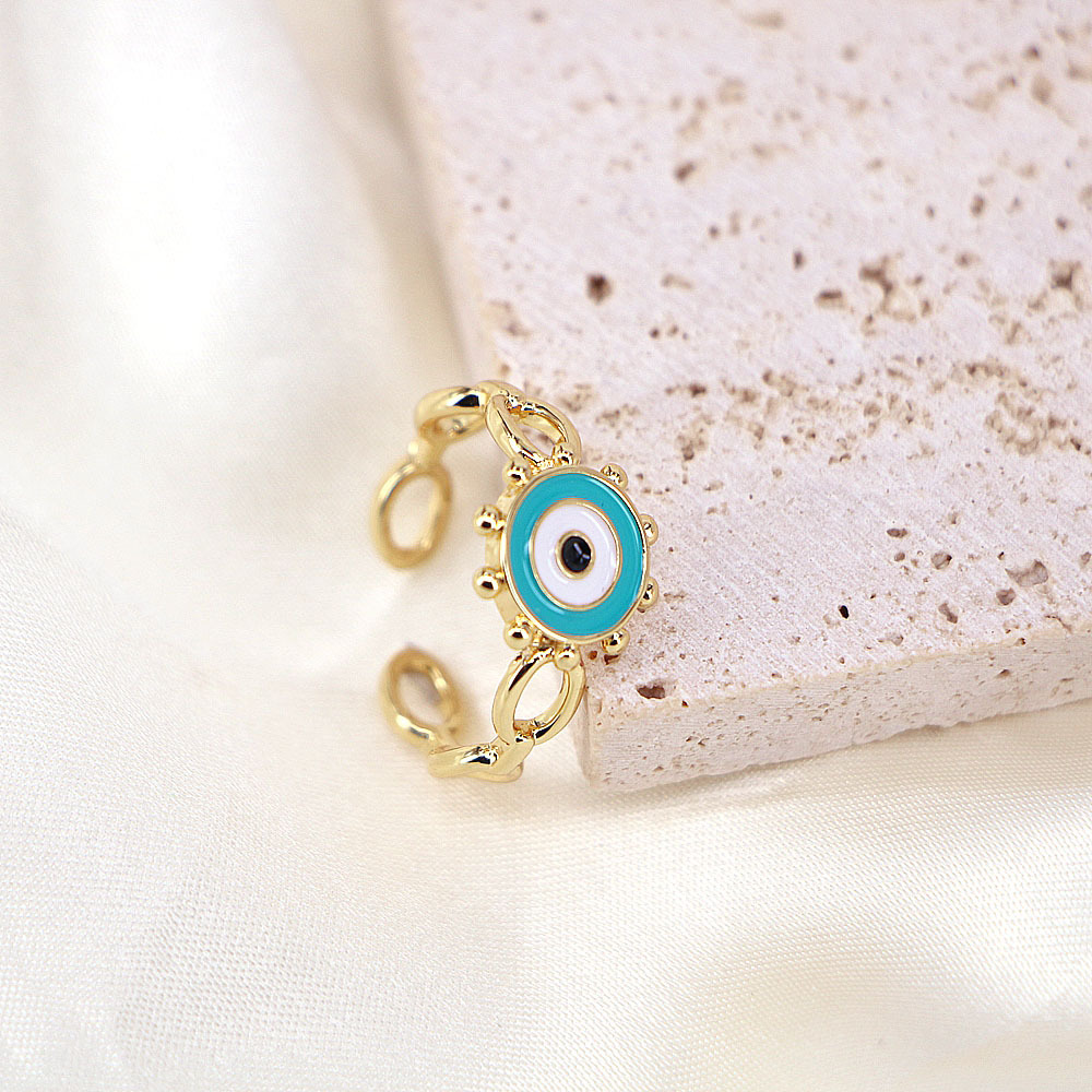 creative Turkish devilu0027s eye ring female color drop oil enamel copper ring