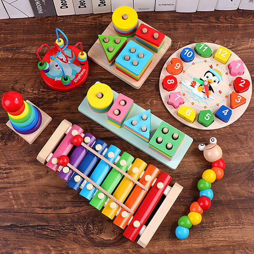 Intelligence Wooden Baby Toddler Music Toy for 1-2-3 Year Olds Eight-Tone Hand Drum Early Education