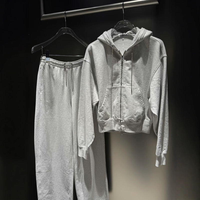 "Teacher Wang" Alexander 25Fw New Model! Full of a Relaxed Vibe, Fleece-Lined Pure Cotton Sweatpants, Unisex Style