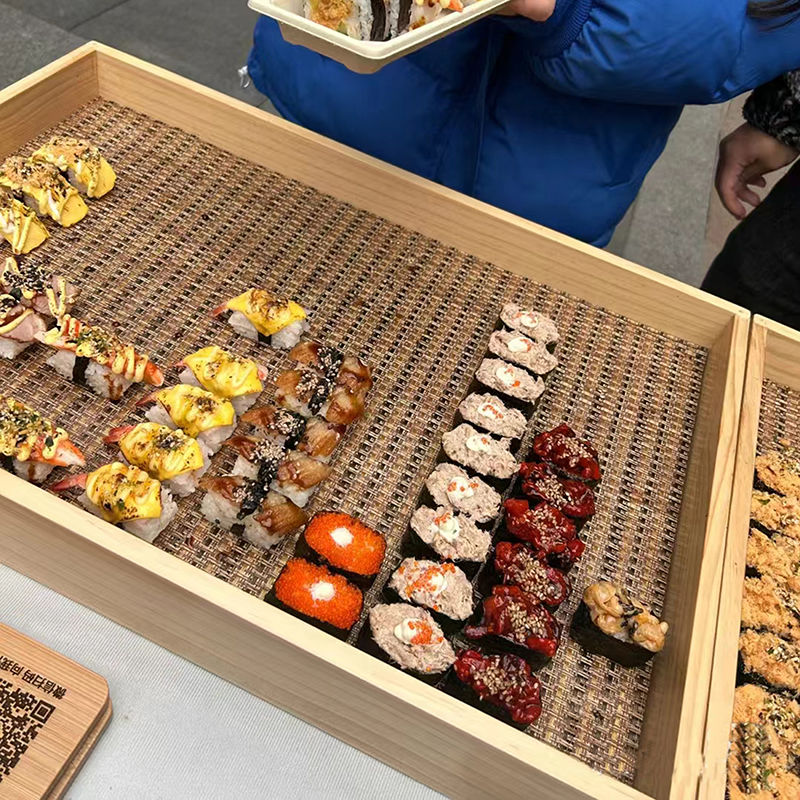 ∞日式网红摆地摊寿司盒木制带盖盒木盒烧鸟木盒展示盒三文鱼刺身