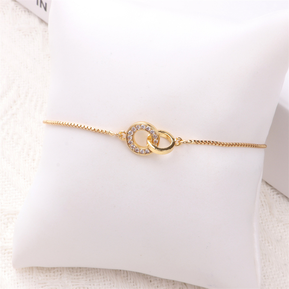 temperament full of diamond geometric doublepull copper bracelet wholesale