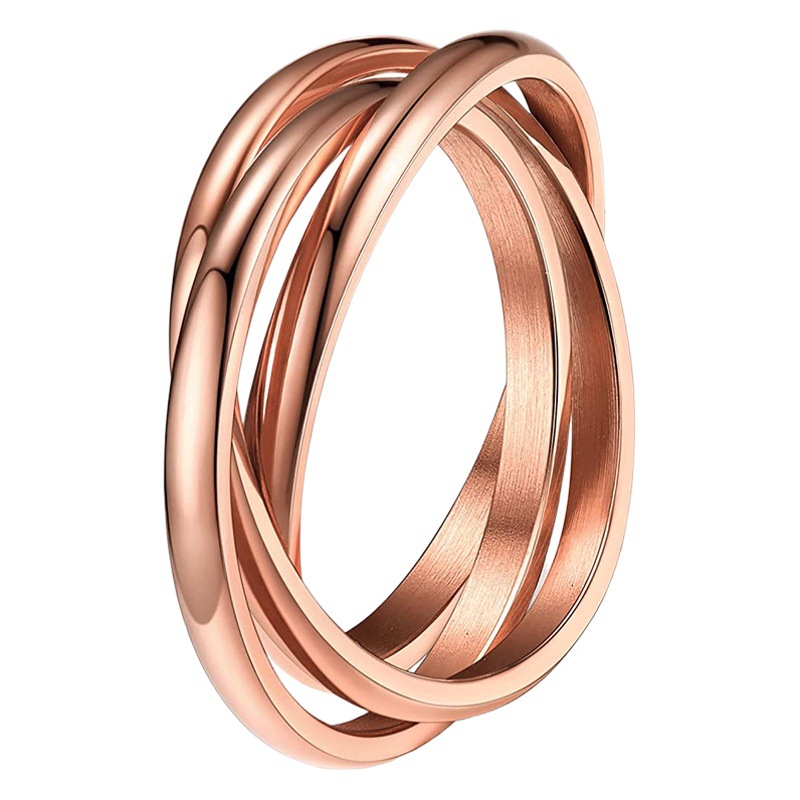 Xinghe European and American Cross-Border Stainless Steel Three-Ring Ring Titanium Steel Rotating Couple Ring Geometric Jewelry Wholesale Ring