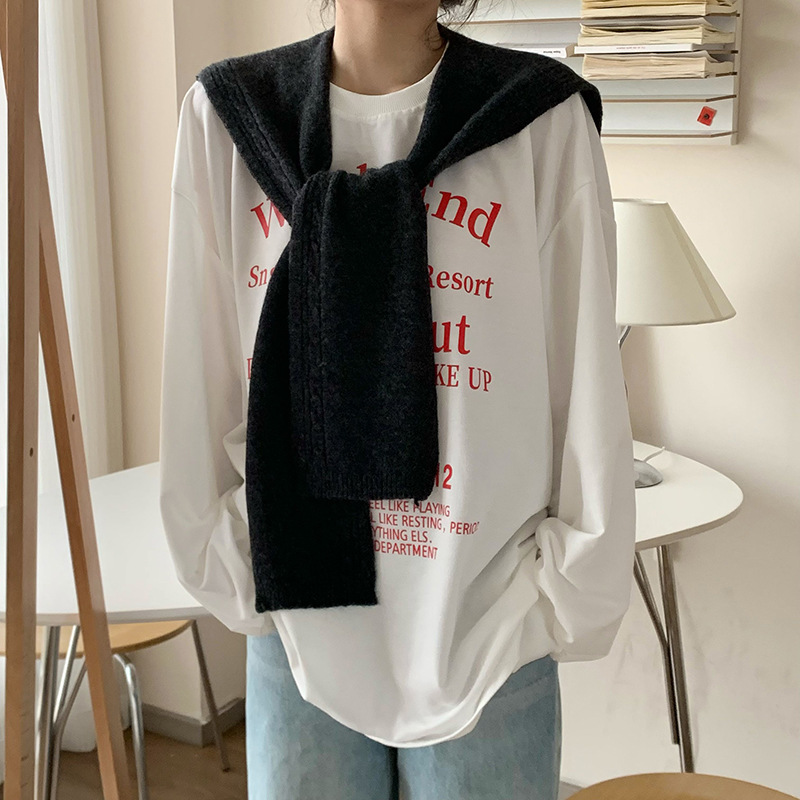 Sopa de punto de alta sensación de nuevo estilo coreano multifuncional nudos de cuello falso de moda sopa de patrón de ganado con hombros pequeños