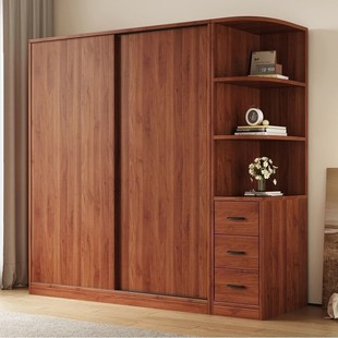 Customized Wardrobe for Home Bedroom, Solid Wood, Sturdy and Durable, Suitable for Rental Apartments, Sliding Door Closet, Modern and Simple, Cross-Border