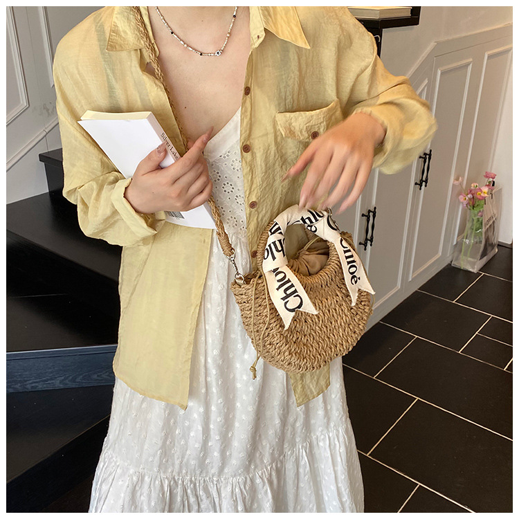 2025 New straw woven bag, large capacity, retro straw woven bag, basket style, casual and versatile beach bag for women undefined