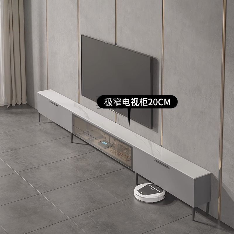 fz极窄电视柜宽20cm超薄25实木岩板35小户型高脚意式30地柜2022新