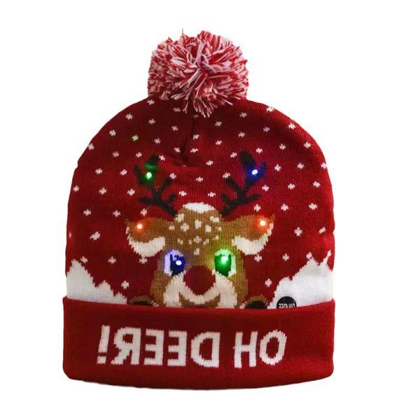 Hat autumn and winter cross-border Christmas LED light knitted hat colorful light party adult Christmas hat wool hat wholesale