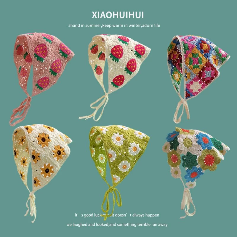 Весна и Осень Путешествие ins Сладкий и милый ветер ручной вязаный ремень для волос женские аксессуары для волос вязаный крюк тюрбан летнее треугольное полотенце