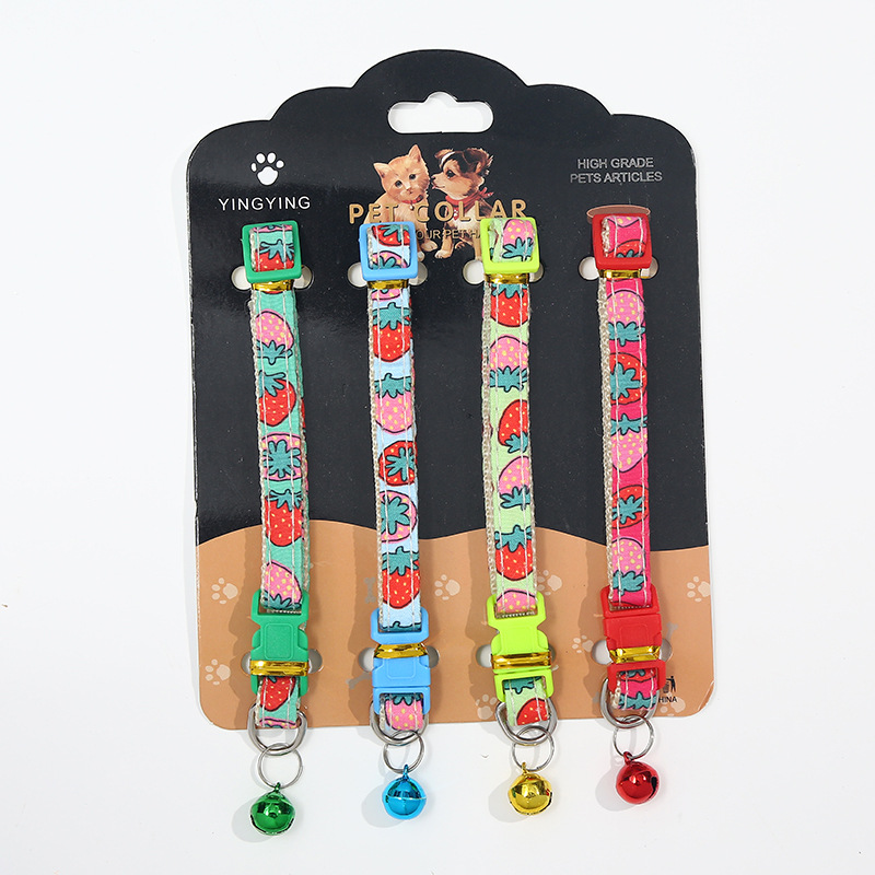 Cartoon Printed Pet Collar Cat Dog Collar Bell Pet Dog Collar Neck Cover Pet Supplies Wholesale