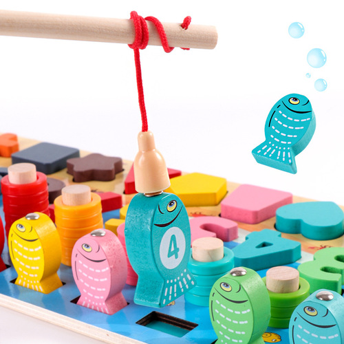 Children's digital building blocks fishing puzzle toys 1-3 year old boys and girls early education enlightenment shape matching board
