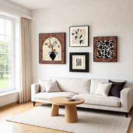 中古风装饰画客厅沙发背景墙壁画法式复古组合挂画深圳大芬村