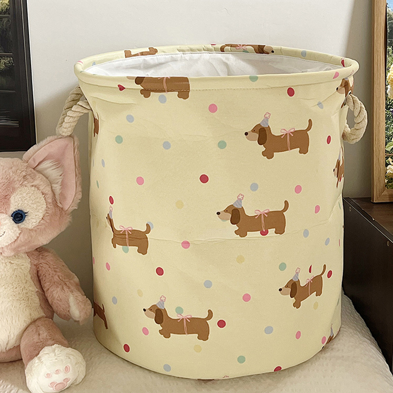 Dibujos animados ins simple y lindo perro salchicha casa canasta de ropa sucia cubo de almacenamiento impermeable algodón lino lona ropa marco de almacenamiento