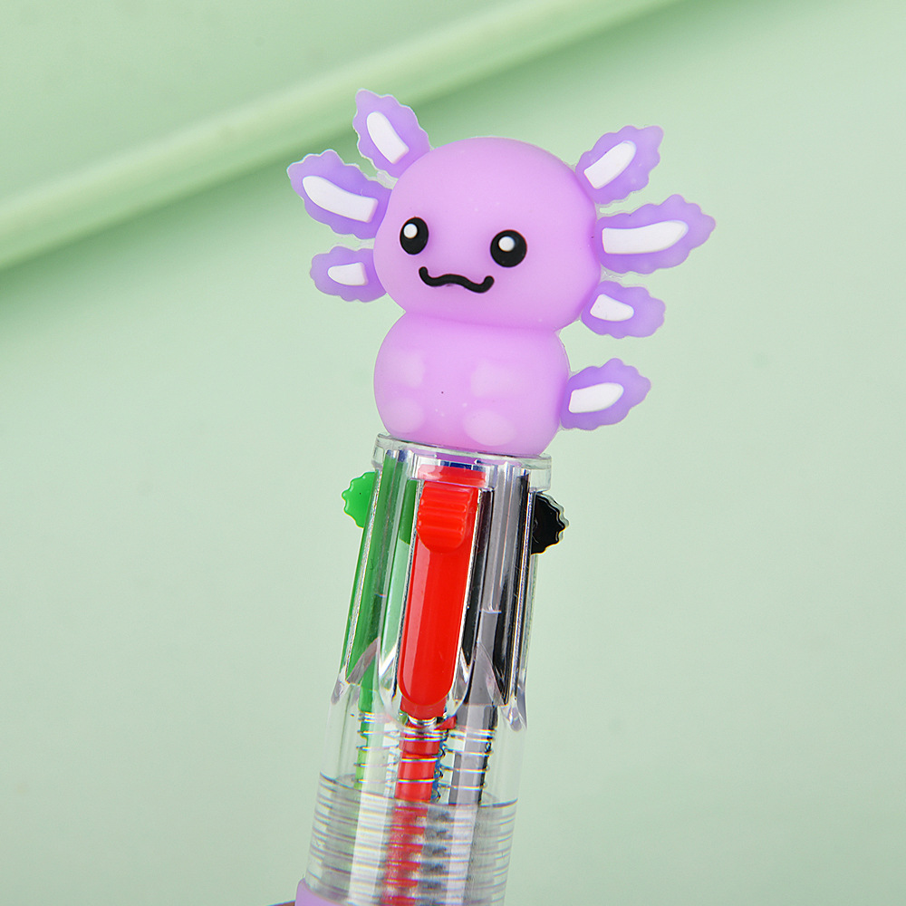 Transfronterizos lindos dibujos animados salamandra bolígrafo de cuatro colores mini bolígrafo de color bolígrafo de papelería regalo al por mayor