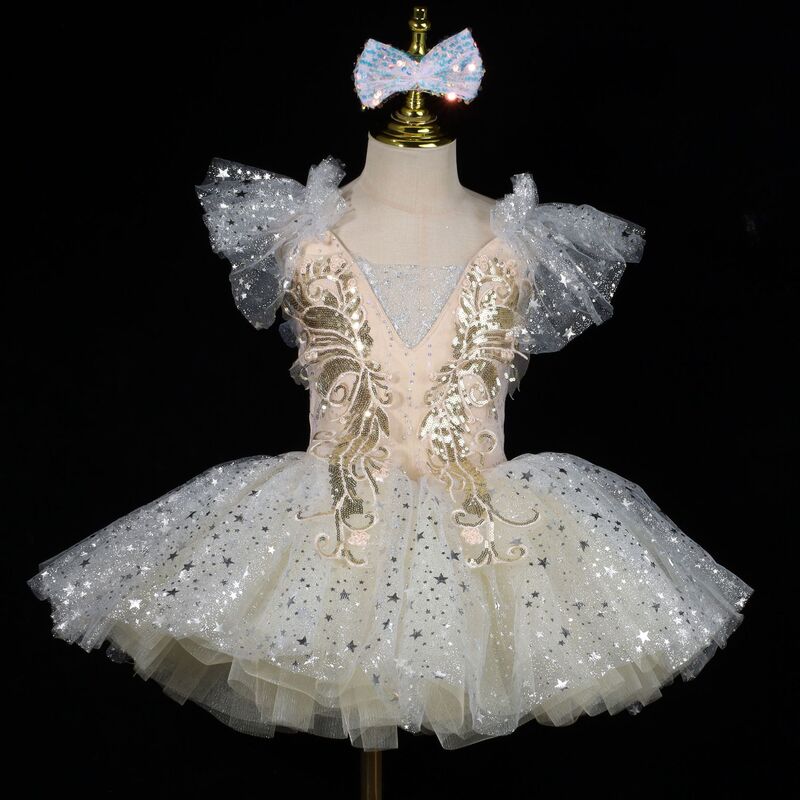 Children's Professional Ballet Skirt Children's Day Cute Stage Performance Costume New Year's Day Girls Sequin Princess Tutu Skirt