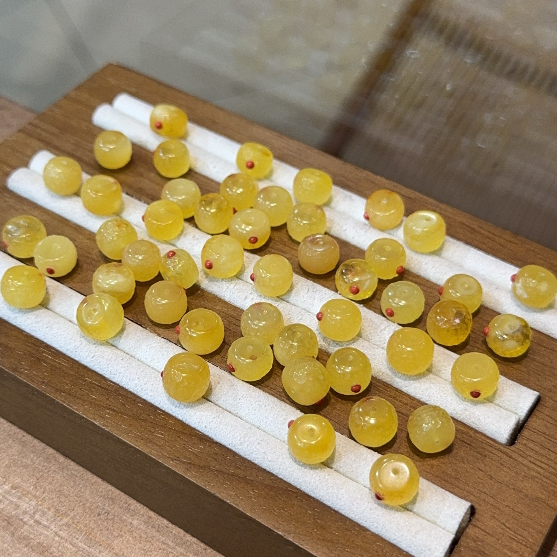 天然蜜蜡镶嵌松石无相桶珠配件饰品文玩配饰配件diy饰品B75