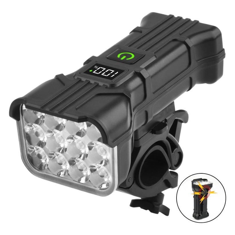 Transfronterizo nuevo doble T6 luz de la bicicleta de carga USB pantalla eléctrica al aire libre impermeable Riding iluminación bicicleta de montaña faro