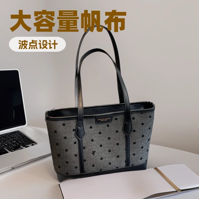 跨境大容量帆布包包女百搭2025新款休闲单肩购物袋上课通勤托特包|undefined