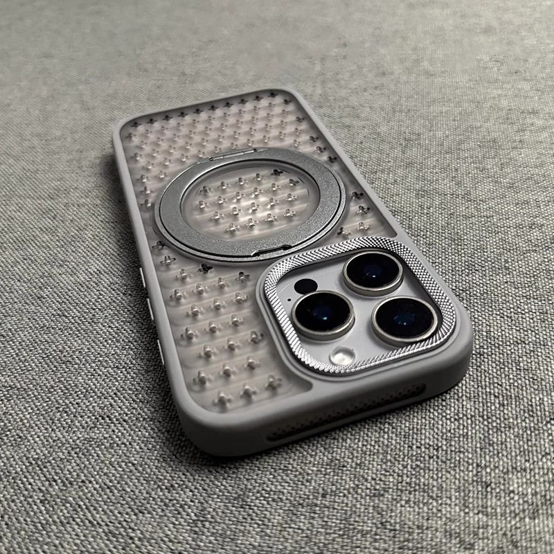 360旋转支架散热适用苹果16promax手机壳磁吸新款iPhone15pro磨砂|undefined