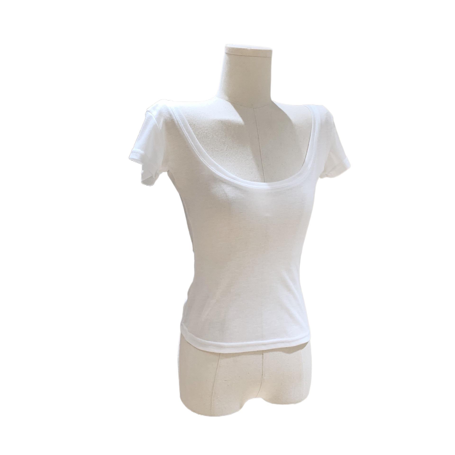 Sexy pure small white flowers! High Transparent Lazy Pure Color Top Short-sleeved T-shirt for Women
