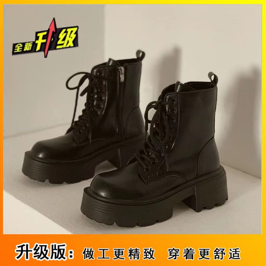 マーティンブーツ女2023秋冬の新型英倫風ショートブーツ春秋は厚い底の太さと滑り止めの格好いい女性ブーツを高くします。