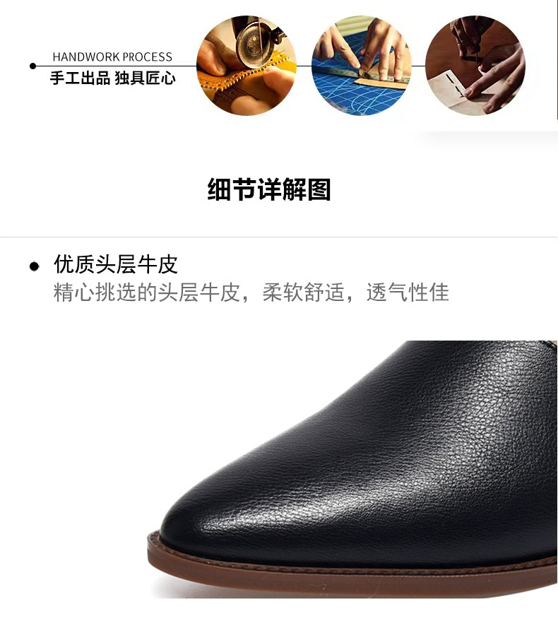 Dép sandal nữ da thật mũi nhọn gót trung bình quai chữ V — Màu đen chi tiết 8