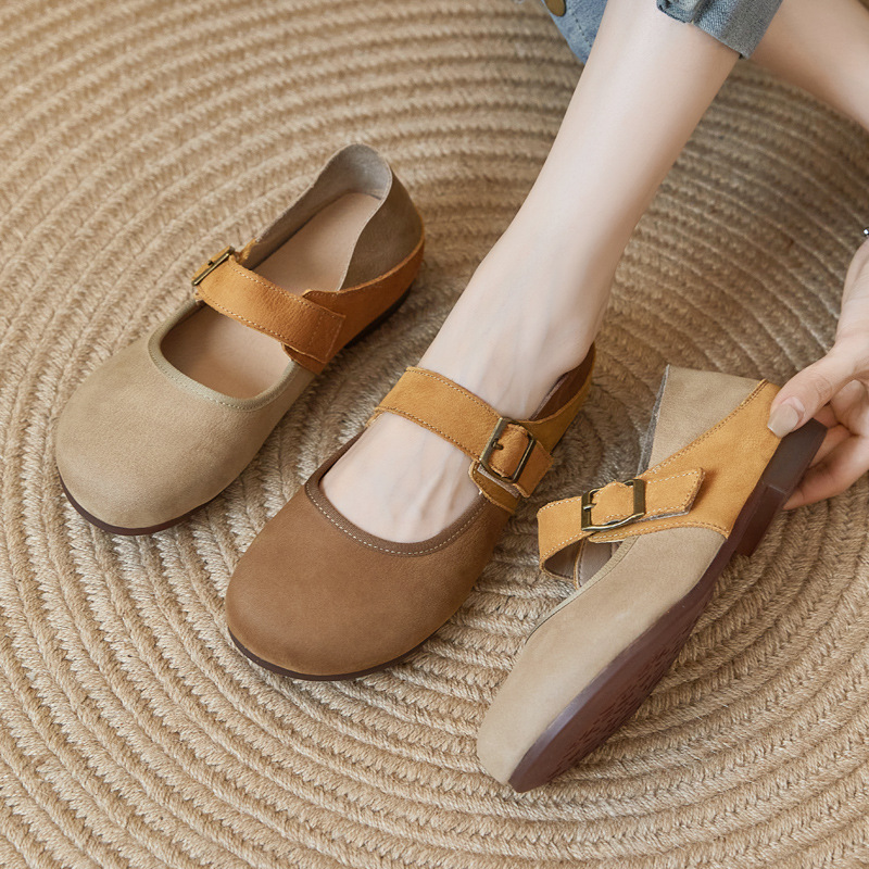 Верхний слой мягкие туфли для женщин для женщин 2025 Весна Новые плоские ботинки Birkenstock Retro Mary Jane Light Roth Roth