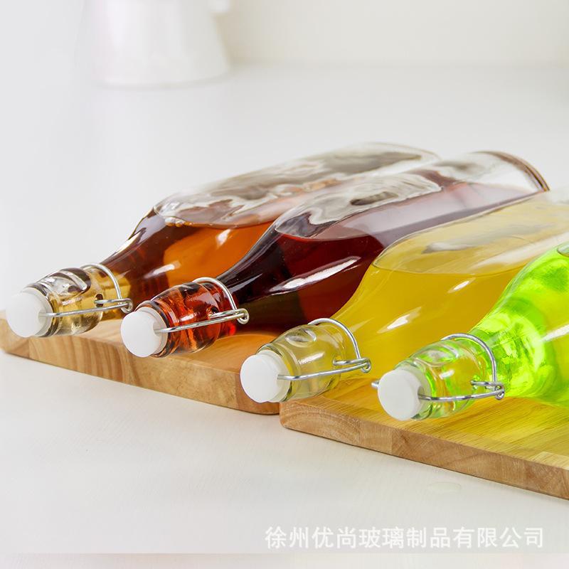 250ml卡扣玻璃酵素瓶500密封釀酒果酒紅酒瓶1000ml橄欖油瓶飲料瓶