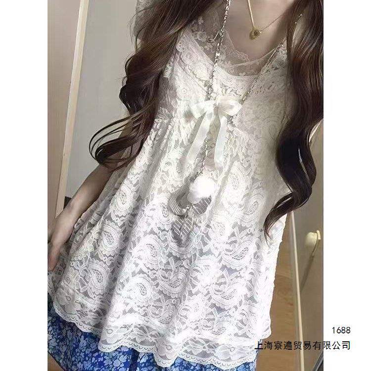 白瓷青花 夏季新款日系vintage设计感上衣气质碎花半身裙显瘦套装
