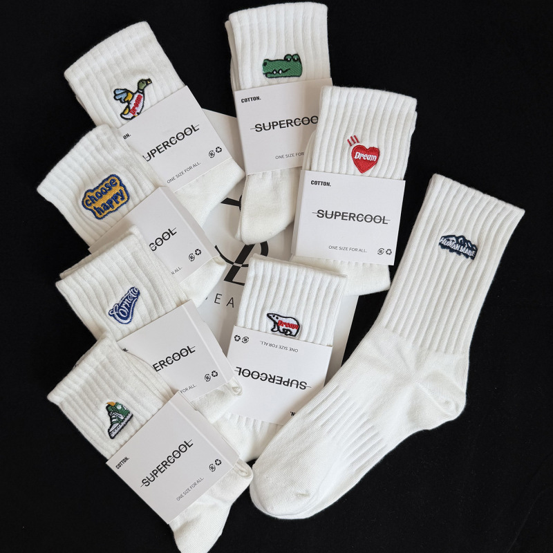 Men's Long Socks Pure White Cotton Autumn and Winter Thickened Sweat-Absorbent Odor-Resistant Sports Mid-Calf Socks Trendy Ins Women's Socks Men's Long Socks Pure White Cotton Autumn and Winter Thickened Sweat-Absorbent Odor-Resistant Sports Mid-Calf Socks Trendy Ins Women's Socks