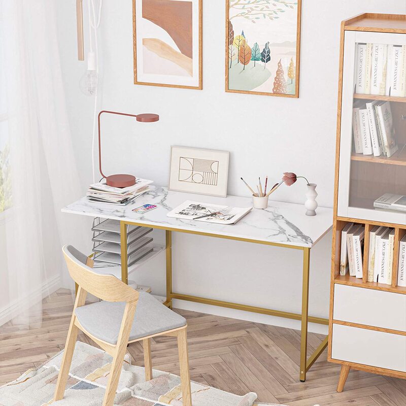47 inch computer desk white marble pattern gold frame light luxury style business desk student writing desk 47 inch computer desk white marble pattern gold frame light luxury style business desk student writing desk