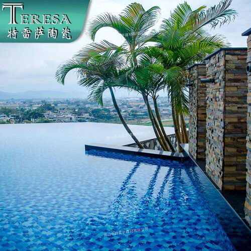Wholesale blue ceramic swimming pool mosaic particles boutique hotel swimming pool water pool hot spring tiles mosaic