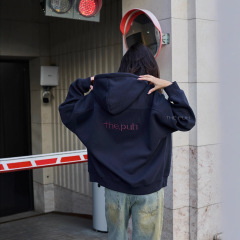 欧美风后背刺绣连帽开衫卫衣女潮牌秋冬外穿ins爆款长袖上衣外套