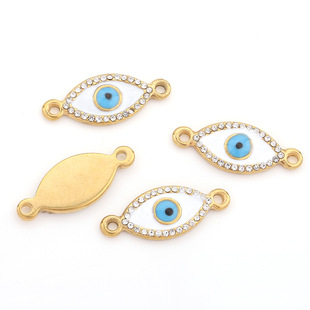 Stainless Steel Oil Pressure Diamond Pendant Horse Eye Drop Bracelet Connection Decorative Accessories Necklace Clavicle Chain diy Creative