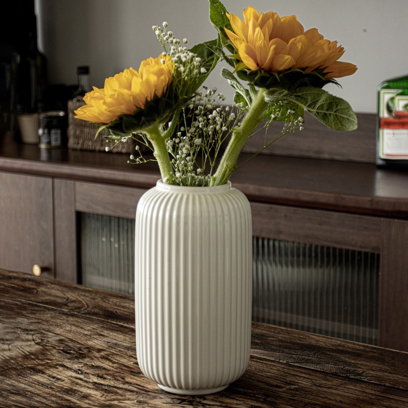 Arreglo floral de estilo nórdico nuevo estilo chino patrón vertical arreglo de flores de cerámica flor acuática flor seca decoración florero al por mayor