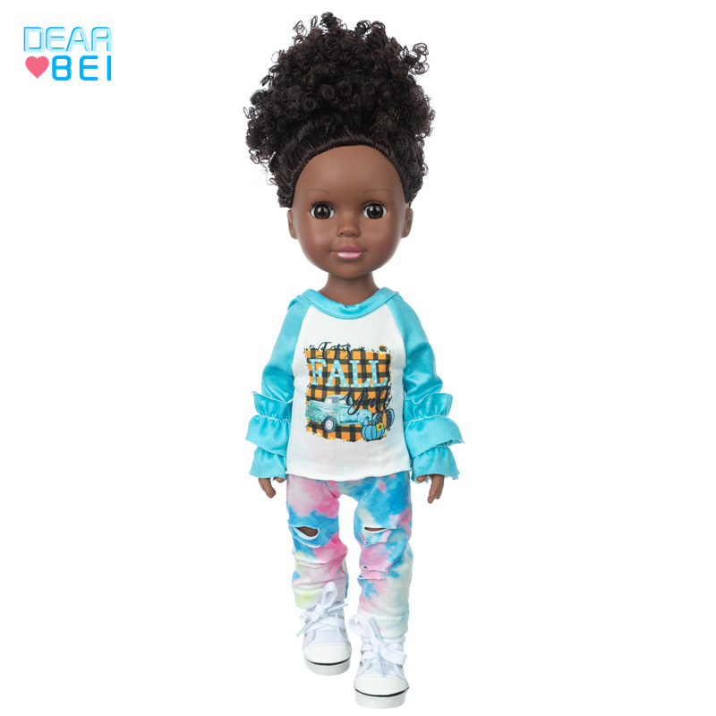Nueva muñeca de vinilo de 14 pulgadas muñeca Africana renacida muñeca de simulación de juguete para niños muñeca de vestir