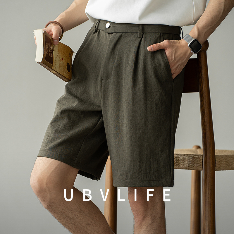 Japanese-Style Lyocell Wrinkled Three-Dimensional Pleated Cool Shorts Men's 2025 Summer New Commuter Solid Color Casual Pants