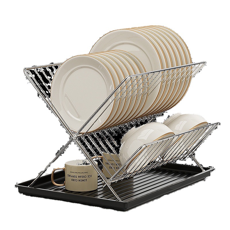 Estante de cocina especial transfronterizo Estante de tazón plegable Estante de drenaje doméstico Estante de almacenamiento de tazón de cocina multifuncional
