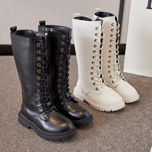 Children's Martin boots 2023 autumn and winter New girls' lace-up back zipper high-top boots student fashion catwalk boots