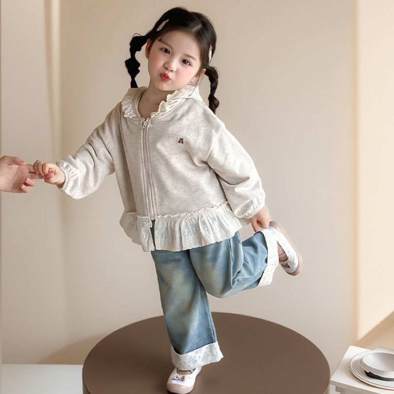 女童樱桃连帽外套春秋款儿童韩版时尚小女孩洋气休闲上衣小童秋装|undefined